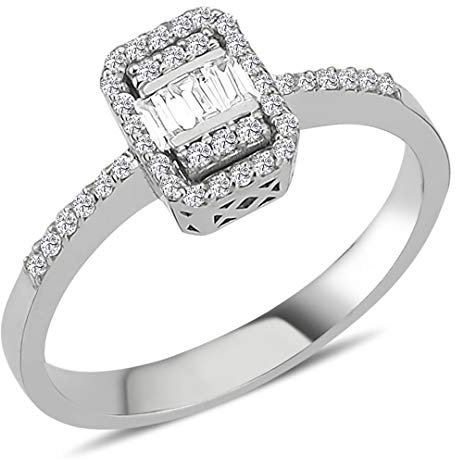0,24 Carat Diamant Baguette Ring in 14 Karat Weißgold