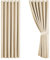 Aspire Homeware Blackout Curtains for Living Room - Cream Eyelet Bedroom Curtains with Tiebacks Thermal Insulated Super Soft Ring Top Black Out Window Curtain Pair Panel 66 x 72 Drop