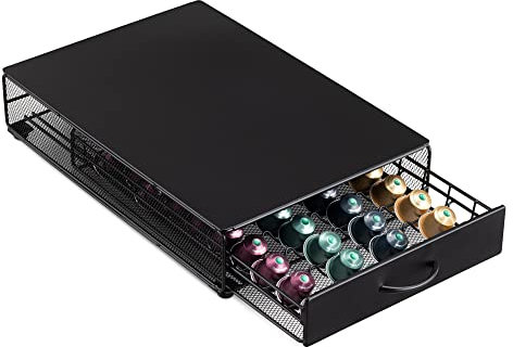 Navaris Cassetto Porta Capsule caffè 40x pz - Contenitore Compatibile con Nespresso Lavazza Bialetti - Portacialde Macchina Espresso - Box Nero