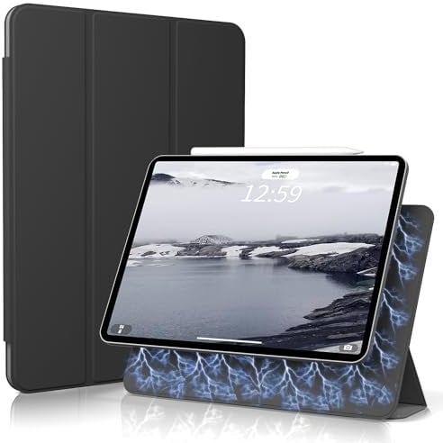 ZOYU Magnetische Hülle für iPad Pro 11 4./ 3./ 2. Generation 2022/2021/2020, Leistungsstarke Magnetbefestigung, Auto Ruhen/Wecken, Schlanke dreifach Faltbare Standabdeckung, Schwarz
