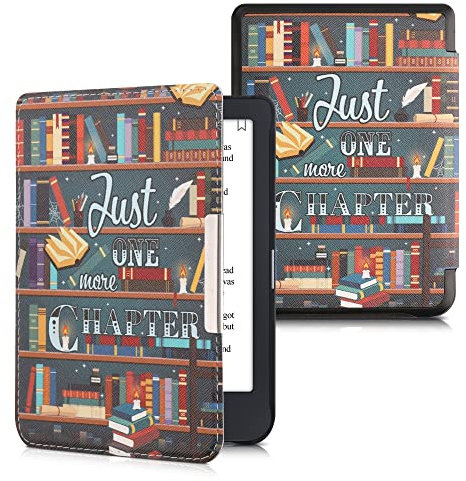 kwmobile Klapphülle kompatibel mit Tolino Shine 3 Hülle - eReader Case - Bibliothek Motto Mehrfarbig