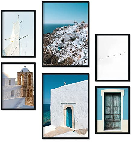 Nacnic Set 6 Griechenland Plakate - Wandbild Kunstdruck Deko Posters & Prints - Inneneinrichtung im Kunstgalerie - A3 und A4 - ungerahmt