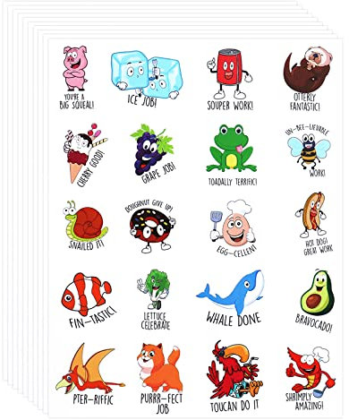 cobee 400 Stück Punny Teacher Belohnungsaufkleber, Lustige Motivationsaufkleber für Schüler Kinder Punny Labels Positive Tieraufkleber Niedliche Cartoon Aufkleber für Klassenzimmer Schule Heimbedarf