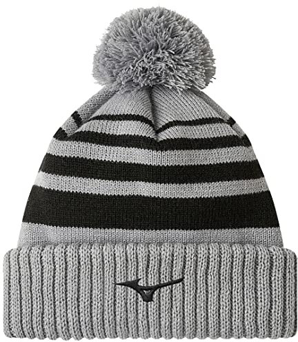 Mizuno Golfmütze für Herren mit Bommeln, Thermo, Bommelmütze, Grau, grau