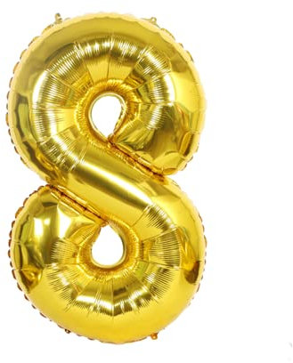 FLG | Zahlenballon Geburtstagszahlen Ballon XXL Farbe: Gold - Größe: 80 cm - Zahlenballon mit Helium oder Luft befüllbar (Feiern, Jubiläum, Hochzeit oder Geburtstag) (8, 80 cm)