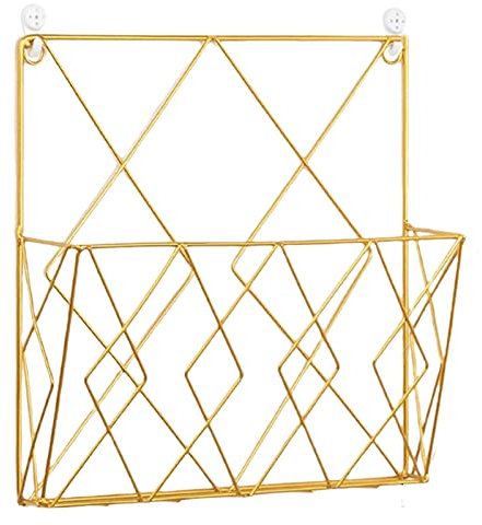 Porte-revues mural en métal - Organiseur de dossiers suspendus pour dossiers A4 - Distributeur de brochures en acier - Pour mur - Avec crochet à clés - Dans la cuisine, le salon, le bureau, le dortoir