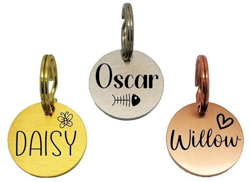 SUCRE Double Sided Deeply Laser Engraved Pet Tag for Dog and Cats, Personalised Dog Tags with Name Tag, Puppy Accessories, Custom Dog Collar Tag, Dog ID Tag, Cat Collar Tag Name plate (20mm,Rose Gold)