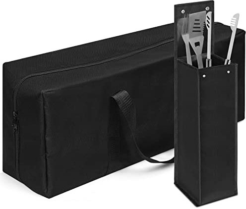 2 Pcs Grill Utensil Storage BBQ Tool Storage Bag Foldable Oxford Grilling Carry Bag Waterproof Grill Utensil Holder Outdoor BBQ Grill Accessories Picnic Cooking Tools Bag for Camp Barbecue, 2 Size