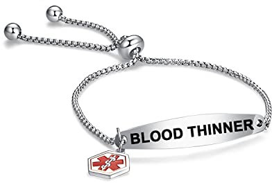 AITENME Medizinische Armband für Damen SOS Notfall Armbandrmbänder aus Edelstahl Alarm ID Verstellbare Slider Armbänder für Frauen Mädchen Mama Freundin Silber