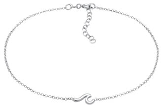 Elli Fußschmuck Damen Fußkettchen Anhänger Welle Maritim Basic in 925 Sterling Silber