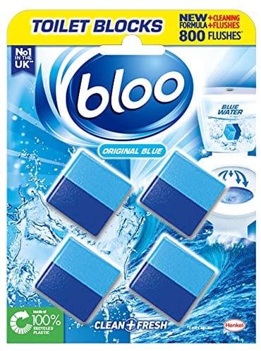 Bloo 2in1 In-Cistern Toilet Blocks Original, Pack of 4, Limescale Remover Cistern, Cleaner with Cleaning and Foaming Action, Fresheners