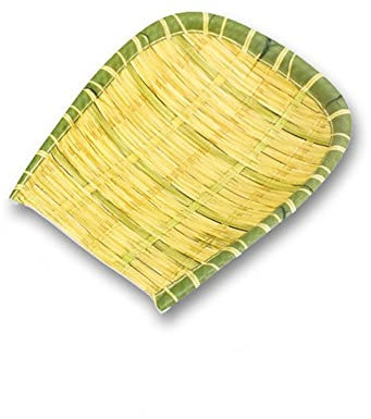 RabyLeo Porzellanimitat Kreative Bambusplatte Bauernhof Grill Melamin Kehrschaufel Teller Hot Pot Dish Snack Kunststoff Teller (Grün, 21,6 cm)