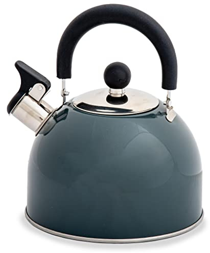 Hamilton Stainless Steel Whistling Kettle with Folding Handle (Slate)