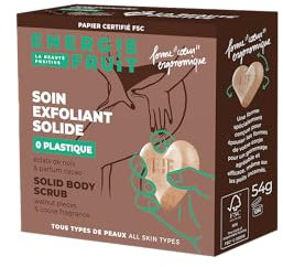 Energie Fruit Soin Exfoliant Solide | Eclats de noix & Huile d'amande douce | Parfum Cacao | 54g