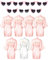 Xuhal Lot de 7 robes de demoiselle d'honneur en satin de soie avec lunettes de soleil en forme de cœur, rose/blanc, XX-Large