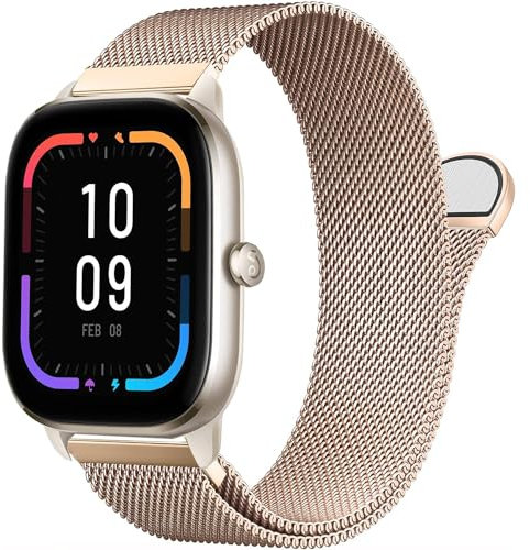 Issinlky Bracelet métal compatible pour Amazfit GTS 4 Mini,20MM Bracelet acier inoxydable pour Amazfit GTS, GTS 2, GTS 2 Mini, GTS 3, GTS 4, Amazfit Bip 3, Bip 3 Pro, Bip, Bip U Pro, Amazfit GTR 42mm
