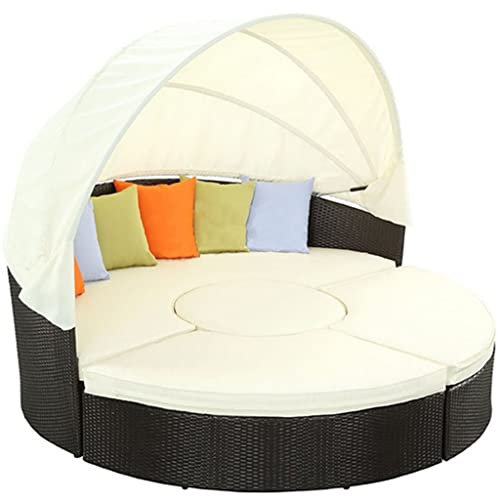 SilteD Rundes Bett für den Außenbereich, Rattan-Sofa, Liegestuhl für den Außenbereich, Strandkorb, Balkon, Schwimmbad, faules Liegebett-Sofa