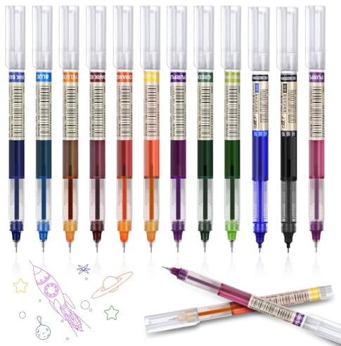 OFFCUP Gelschreiber 0.5mm, 12pcs bunt Gel-Tintenstifte, japanischer Stil Gelschreiber, extra feine Spitze bunt Gel Kugelschreiber Schnell Trocknende Tinte