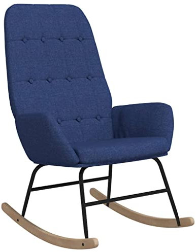 vidaXL Schaukelstuhl Schwingstuhl Relaxsessel Schaukelsessel Sessel Schwingsessel Relaxstuhl Polstersessel Polsterstuhl Wohnzimmer Blau Stoff