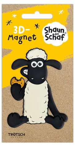 Trötsch Shaun das Schaf 3D-Magnet sitzend: Magnet für Kühlschrank Whiteboards oder Büroschränke