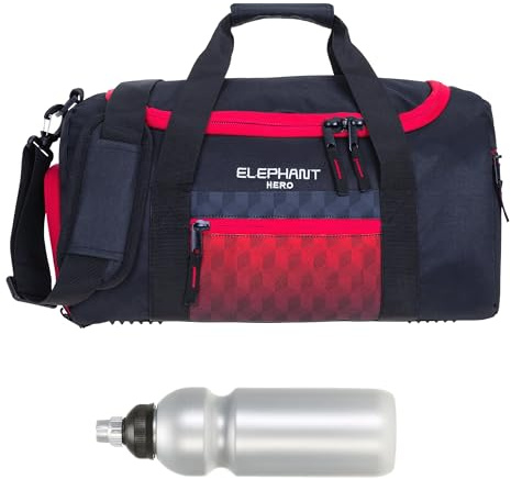 Elephant Sporttasche Kinder Hero Cube 12867 Red Cube +f | Tasche klein Jungen Mädchen Hero Signature mit Schuhfach Sport medium Schule Fitness Bag + Trinkflasche