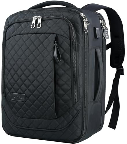 KROSER Laptop-Rucksack 17,3 Zoll Business Reiserucksack Handgepäck Wasserdicht mit Hartgeschältem Sicherheitsraum Ladeanschluss RFID Tasche für Männer/Frauen/Herren/Damen