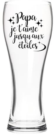 Onebttl Verre à bière pour papa, cadeau pour la fête des pères, anniversaire, Noël de la part du fils, de la fille, verre à bière de 450 ml, Papa Je t'aime jusquaux etoiles