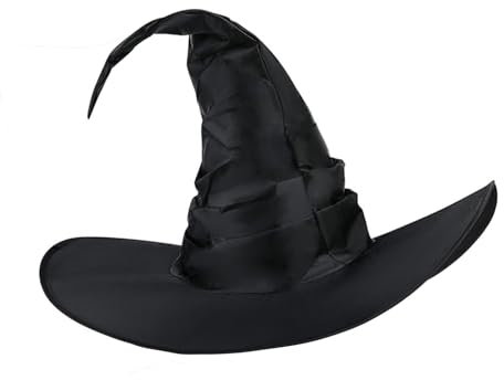 XDGBGFN Hexenhut Zauberhut Hexenhut Damen Cosplay Kostüm Kopfbedeckungen Halloween Deko Zubehör Zaubererhut für Halloween Karneval Festival Party (Schwarz)