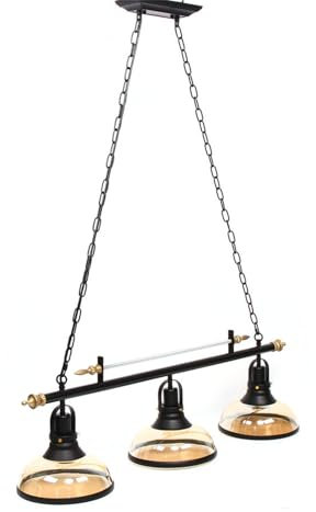Treeisland Billardtisch Lampe Billiard Tisch Licht 3 Flammig Pendelleuchte Vintage Industrial Hängelampe für Billardtisch Esstisch, Küche ohne Glühbirne