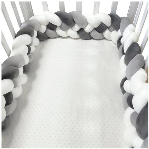 SJH Geflochtenes Seitenschläferkissen Bettschlange Baby Geflochten Komfortable Weiche Beschützer(NO4,1.5M)