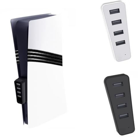 USB Hub Expansion Hub for PS5 Pro/PS5 Slim Console Charger Splitter Adapter with 4 USB 2.0 Port Suitable for PS5 Pro/PS5 Slim Console (white)