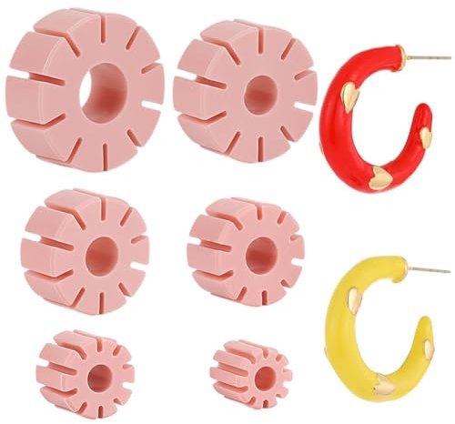 UNICRAFTALE 6 Stück 6 Größen Polymer Ton Ring Führung Flache Runde Polymer Ton Ausstecher Rosa Ring Ohrring Maker Anleitung Polymer Ton Werkzeug Zur Herstellung von Polymer Ton Schmuck Polymer Ton