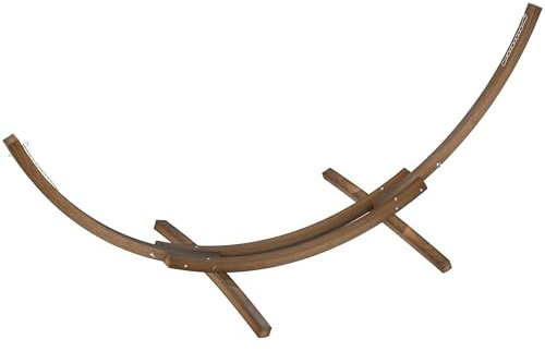 Outsunny 3(m) Wooden Hammock Stand, 1 Person Hammock Frame with Chain and Safety Buckles, Pine Wood Arc Stand for Garden, Patio, Outdoor and Indoor, Brown