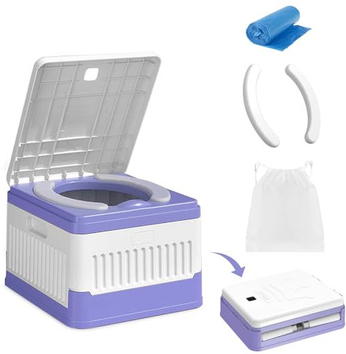 bechoanigel Faltbare Campingtoilette, Trockentrenntoilette, + 20 Taschen und Aufbewahrungstasche, Trockentoilette, Camping Toilette, Campingplatz, Verdunkelung, Festivals, Kleingärten, Angeln (Lila)