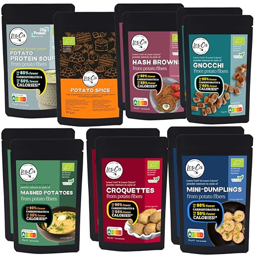 LowCa Set di Prodotti di Patate a Basso Contenuto di Carboidrati, Biologico, 95% Meno Carboidrati, 60% Meno Calorie, Alto Contenuto di Proteine e Fibre