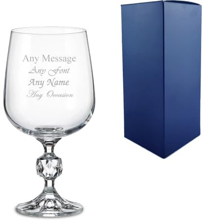 Personalised Engraved 11oz Crystal Wine Glass with Gift Box | Custom Wine Glasses, Birthday Gifts for Her, Retirement Gift, Bridesmaid Gifts