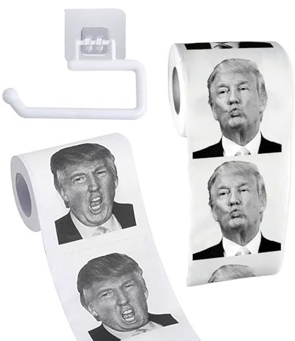 2 Rollen Trump Toilettenpapier,mit 2 Skurrile und Witzige Designs Klopapier,WC Papier Lustig,Weich Bedruckt,Lustiges Geschenk
