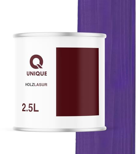 Q UNIQUE Holzlasur Seidenmatt 2,5L | Farbe: Violett | Holzschutz für außen & innen | UV-beständig & wetterfest | Für Zäune, Möbel, Terrassen, Holzfassaden