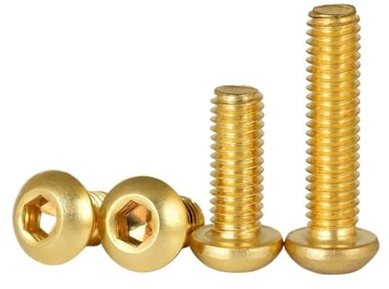 Cilky Metal Screws 1-20Pcs Brass Button Pan Head Screw M2 M2.5 M3 M4 M5 M6 M8 M10 M12 Pure Brass Hex Hex Socket Round cap Head Screw bolts(M6x12mm(5pcs))