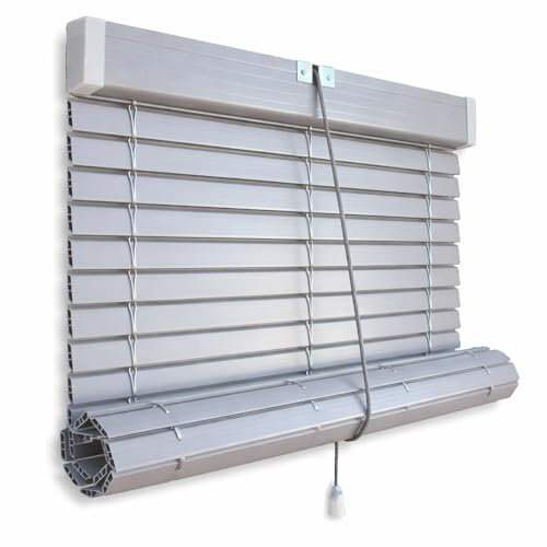 Persiana Alicantina enrolable Color Gris de PVC a Medida | PERTONI TENDE (Alto 100cm x 90cm Ancho)
