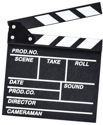 KOCKSHION Schwarze Filmklappe aus Holz Klein Regieklappe Beschreibbar Bruchfest und Farbecht Filmrequisite für Filmaufnahmen Youtuber und Heimdekoration