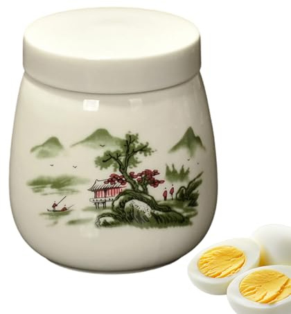 2 Pcs Coddled Egg Cups, Vintage Ceramic Soft Boiled Eggs Cooker, 220ml Porcelain Tableware, Coddle Egg Coddler Cups with Lids, for Home Kitchen Hotel Restaurant Apartment Businesses Rental
