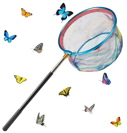 ZRNCRKY Children's Landing Net, Telescopic 66-145 cm Children's Landing Net Butterfly Net, Nylon Butterfly Net, Children's Catching Net, Beach for Fish, Insects, Outdoor, Garden, Pond