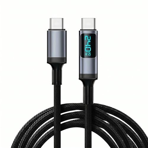 ZESTRO 240W USB C to USB C Cable with LED Display PD 3.1, Type C to C Fast Charging Cable for MacBook Pro/Air iPhone 15 16 17 Pro Max Galaxy S23+/S23Ultra/S22 iPad Laptops Braided 2M