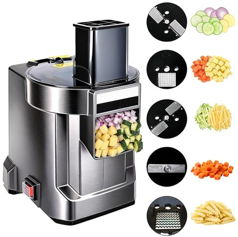 Cortadora EléCtrica Multifuncional De Verduras De 100w Cortadora De Frutas Profesional Con 4 Cuchillas De Acero Inoxidable Para Patatas Zanahorias Cebollas Y Pepinos