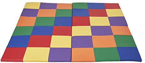 ECR4Kids SoftZone Patchwork Activity Folding Play Mat, 58in Square, Baby Essentials, Assorted
