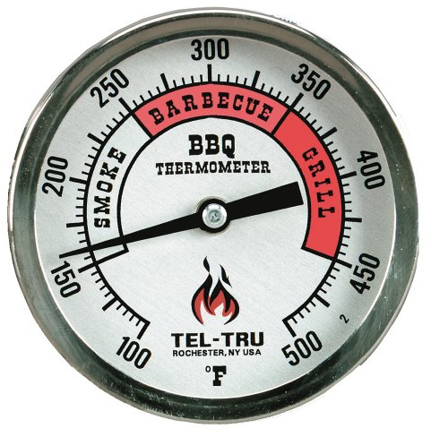 Tel-Tru BQ300 Grillthermometer, 7,6 cm Aluminium-Zonen-Zifferblatt, 6,4 cm Stiel, 100/500 Grad F