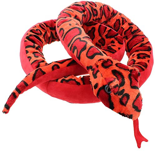 MIK funshopping Plüschtier Plüschschlange Plüsch-Schlange weich gefüllt, ideal zum Trösten Kuscheln Einschlafhilfe (Rubinrot 250cm)