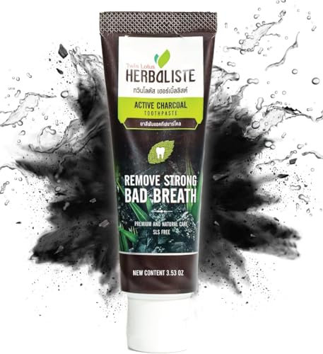 TWIN LOTUS ACTIVE CHARCOAL TOOTHPASTE HERBALISTE Triple Action 100G (3.52 OZ) x 1 tube