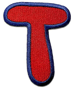 Komplettes Alphabet einzeln auswählbar - Aufnäher, Bügelbild, Aufbügler, Applikationen, Patches, Flicken, zum aufbügeln, Größe:, Alphabet/Buchstabe:Buchstabe T - 6.3x5.1cm